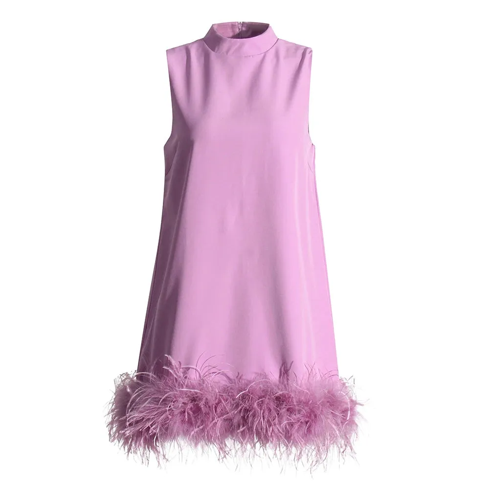 A&A Luxe A Line Feather Tassel Dress