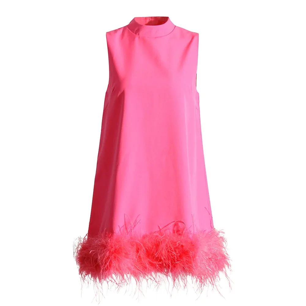 A&A Luxe A Line Feather Tassel Dress