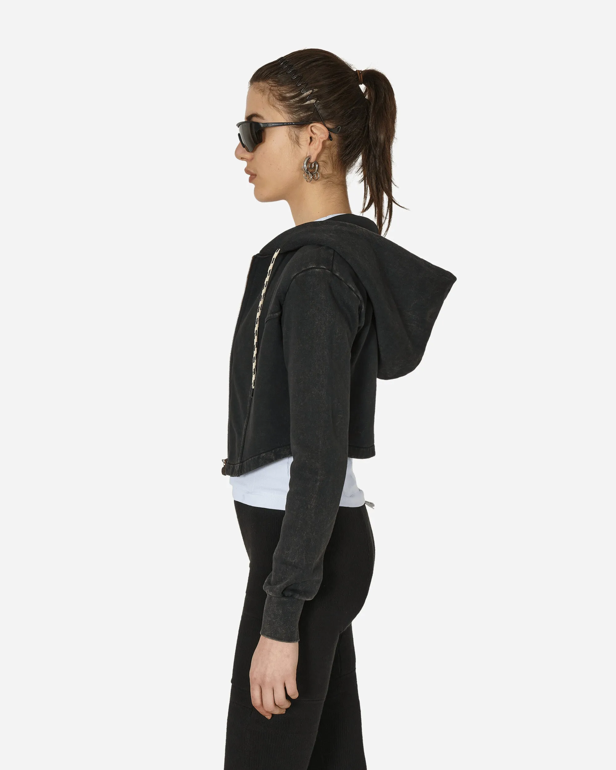 Acid Wash Lorica Zip Hoodie Black