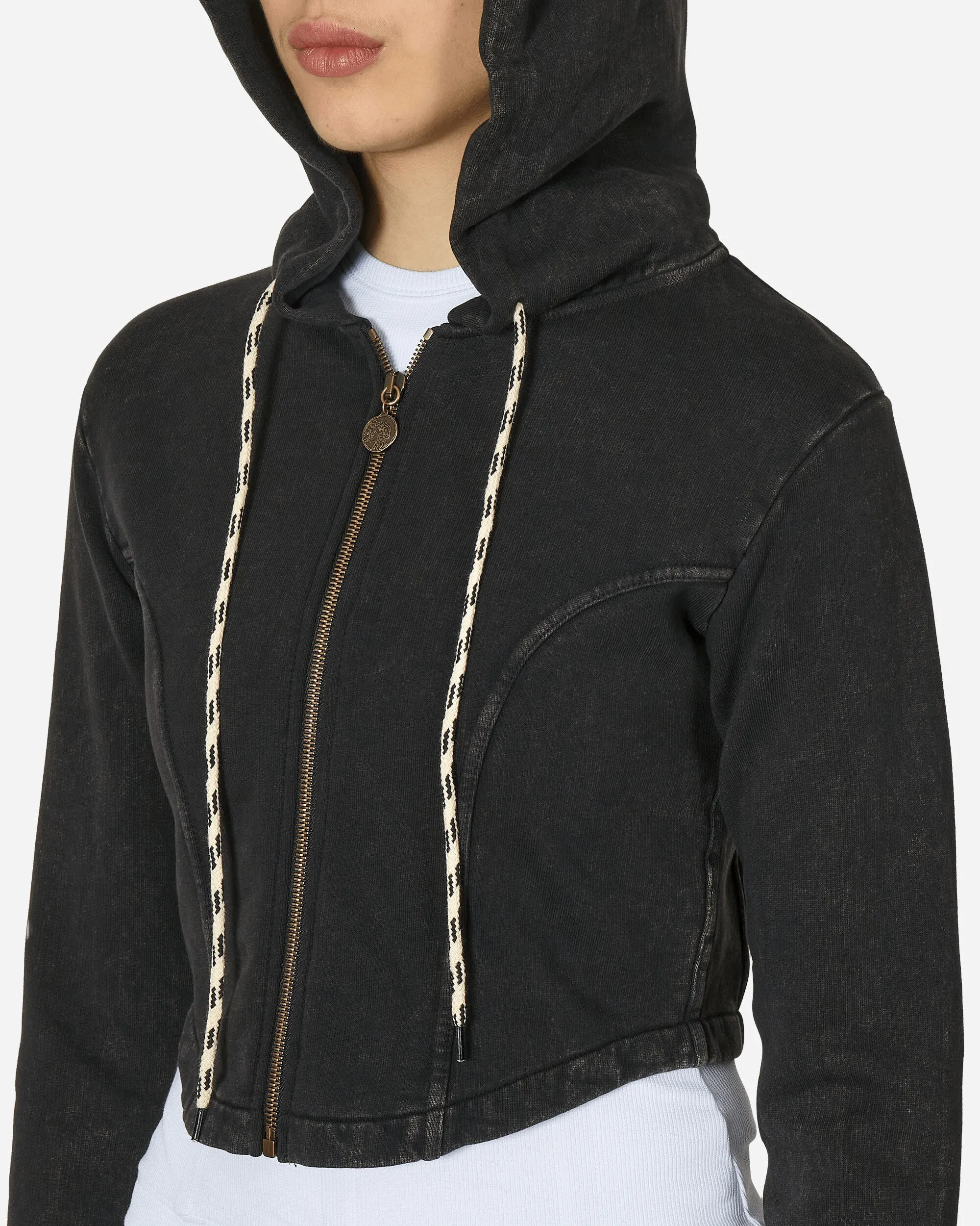 Acid Wash Lorica Zip Hoodie Black