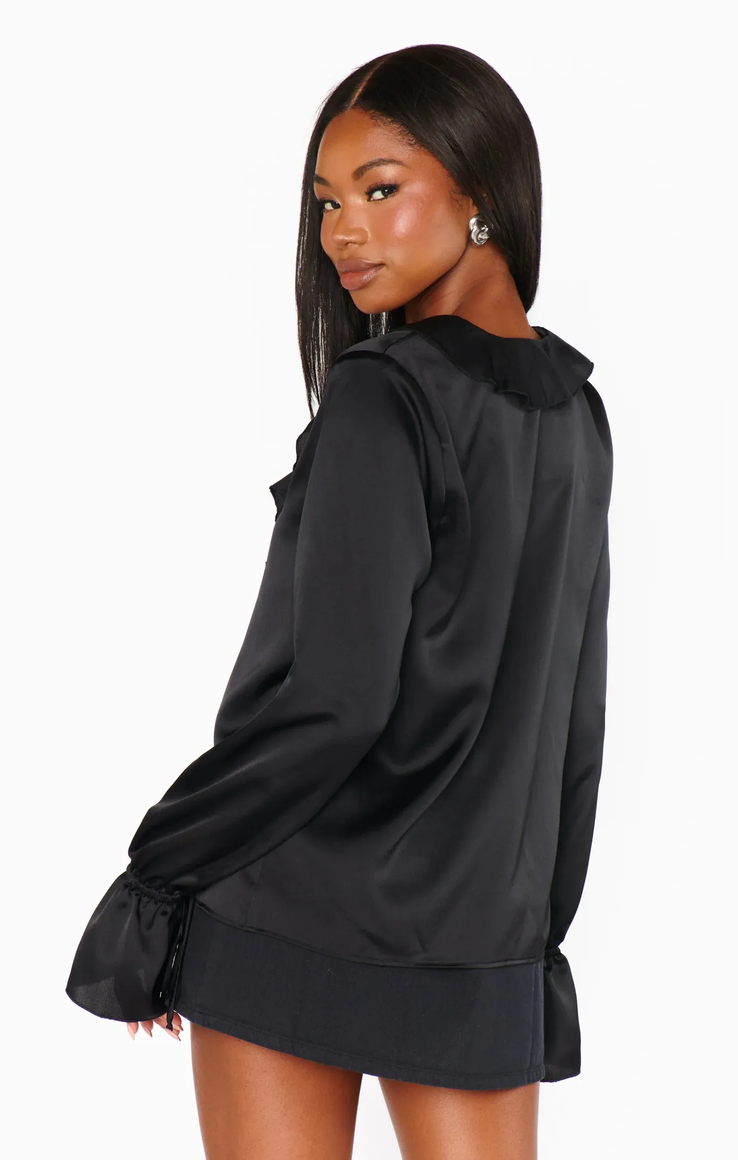 Adela Ruffle Top-Blk