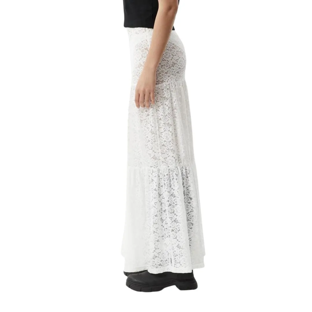 Afends Womens Lace Maxi Skirt - White