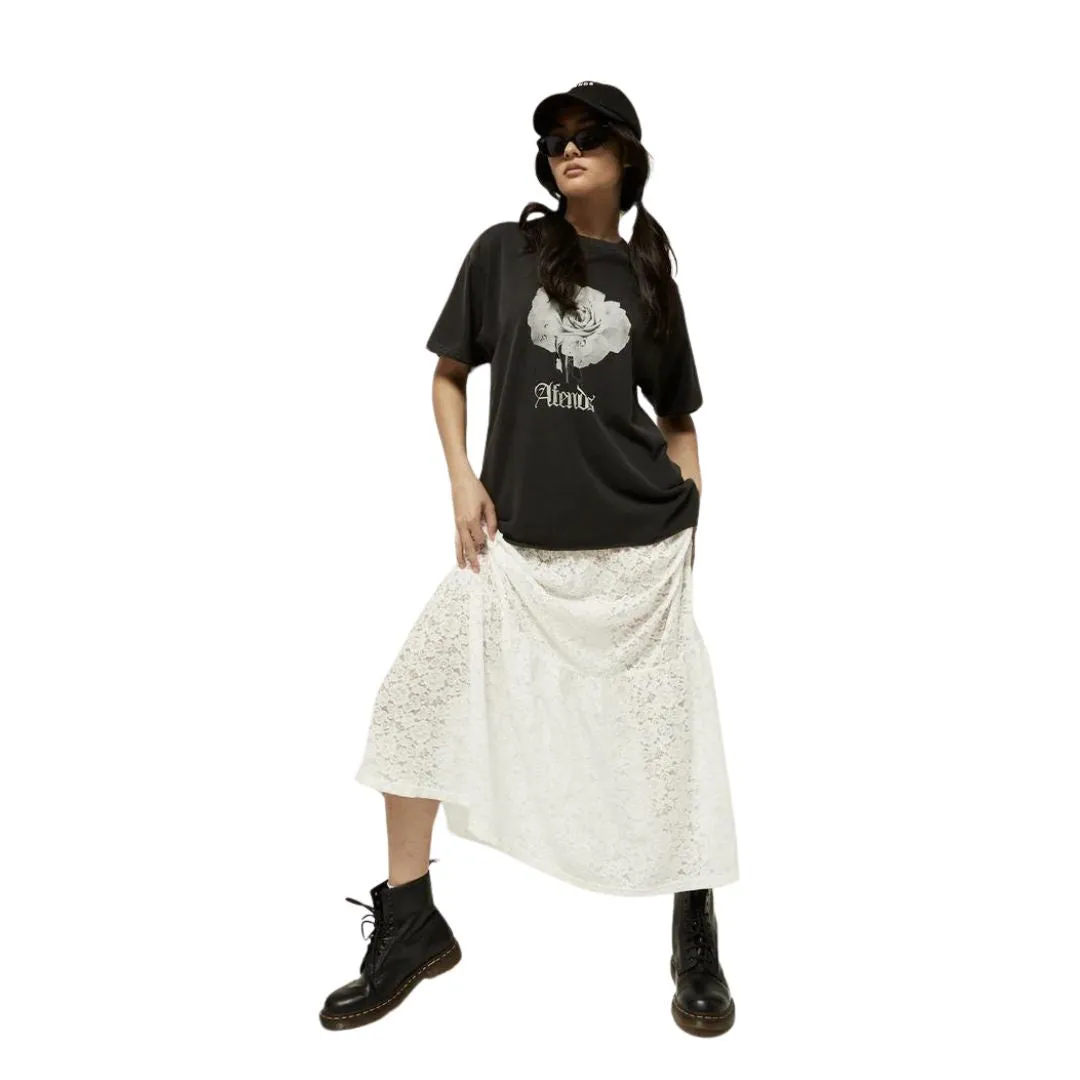 Afends Womens Lace Maxi Skirt - White