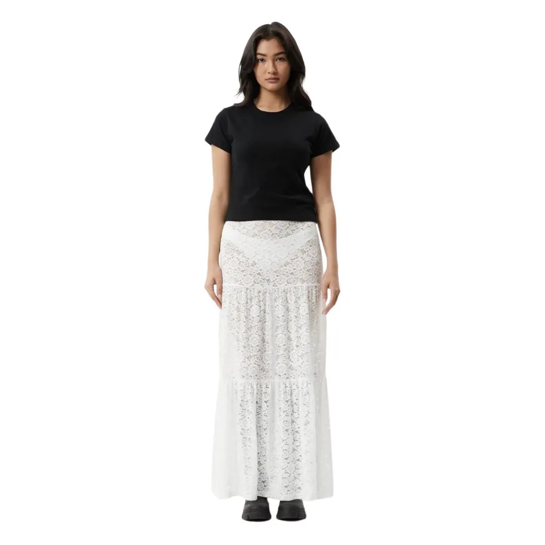 Afends Womens Lace Maxi Skirt - White