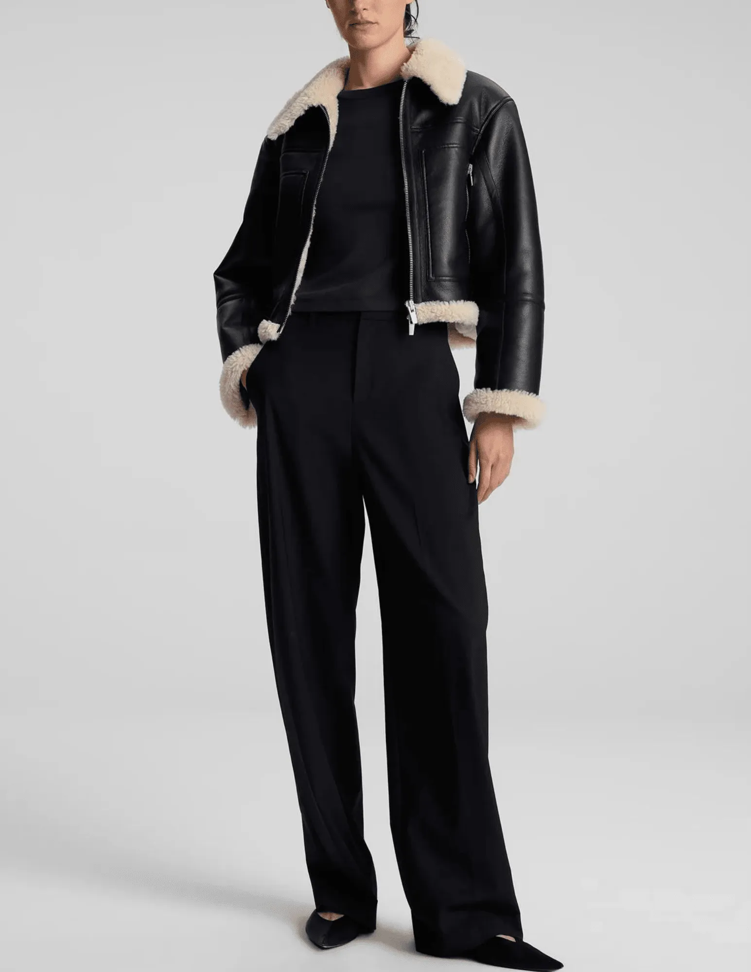 A.L.C. Avery Faux Shearling Moto Jacket