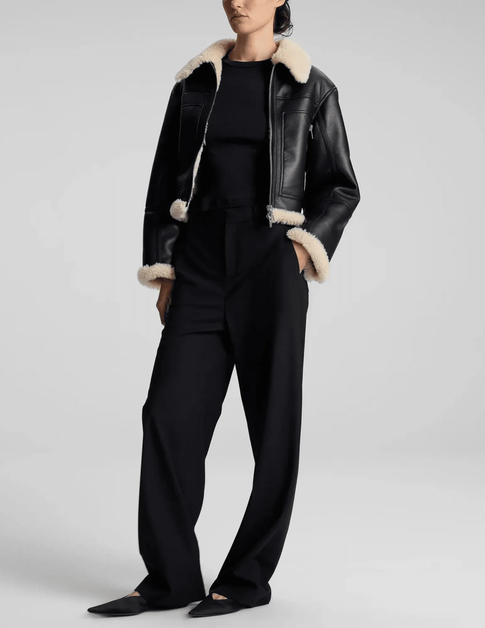 A.L.C. Avery Faux Shearling Moto Jacket