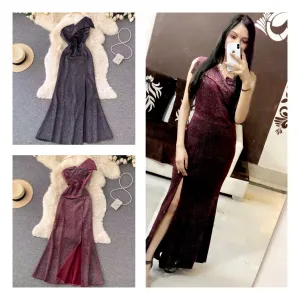 Alisha Jindal In Our Roxy One Shoulder Slit Shimmery Dress