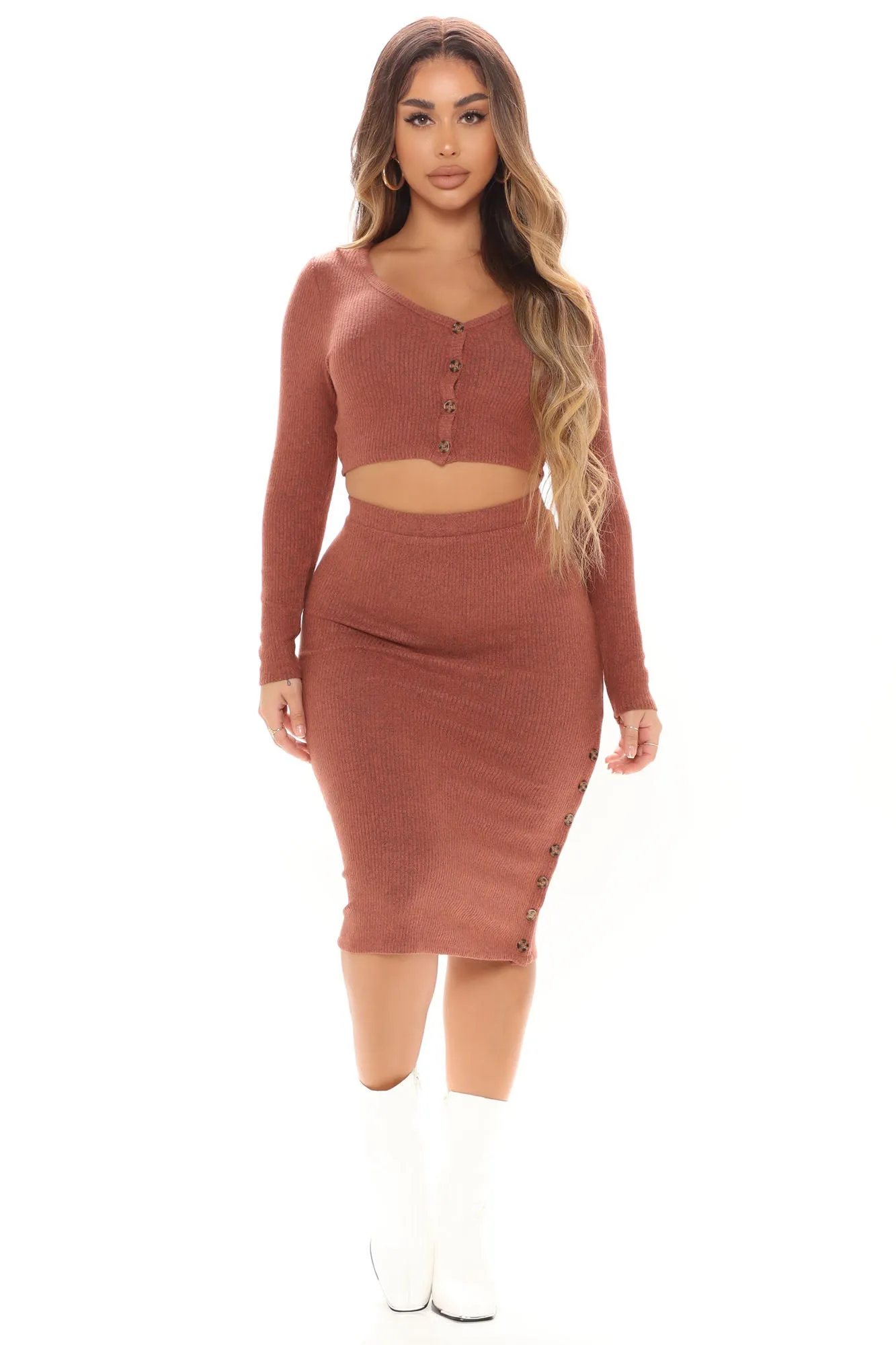All Or Nothing Skirt Set - Rust