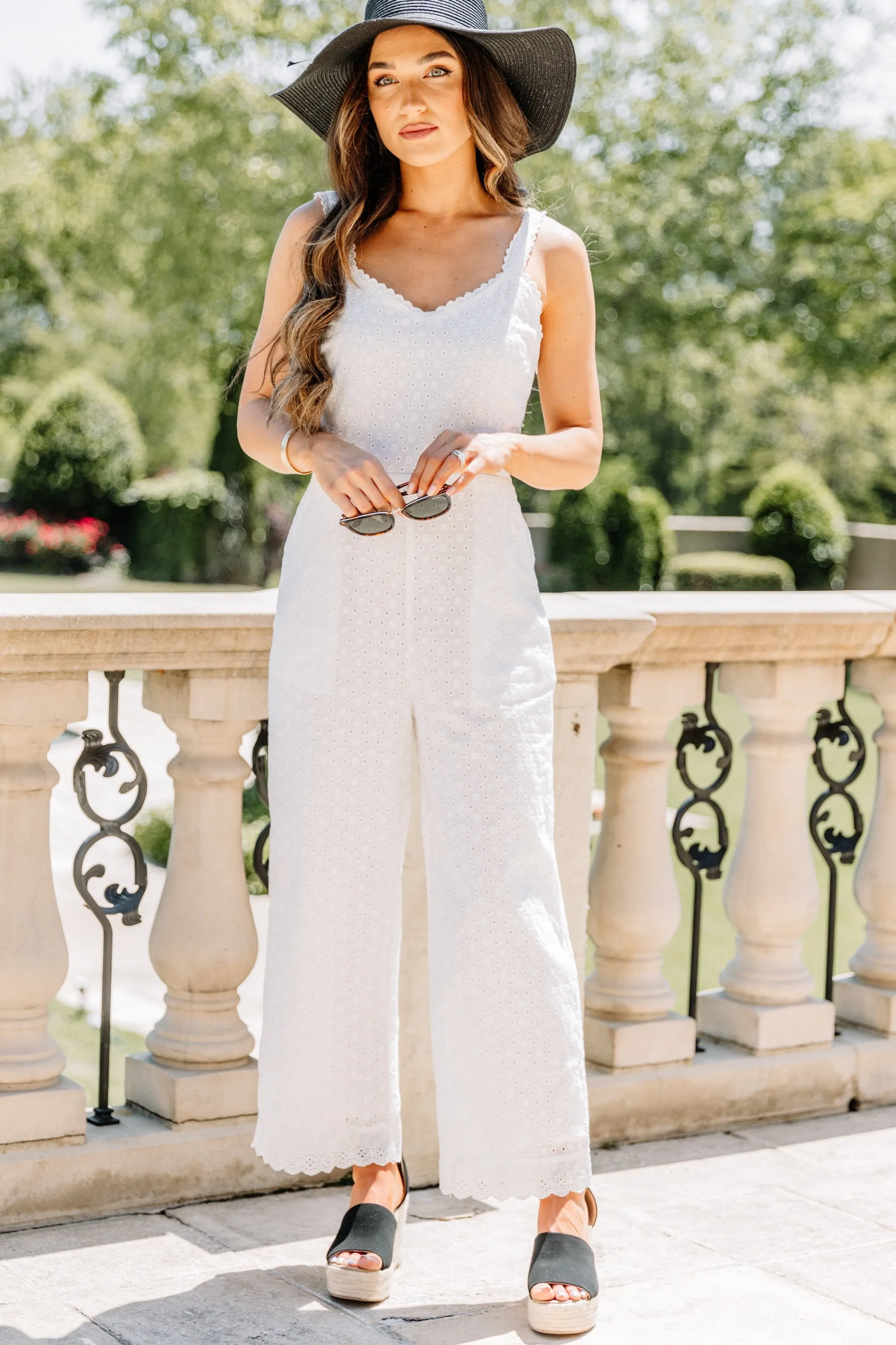 Always Be Your Best White Eyelet Jumpsuit