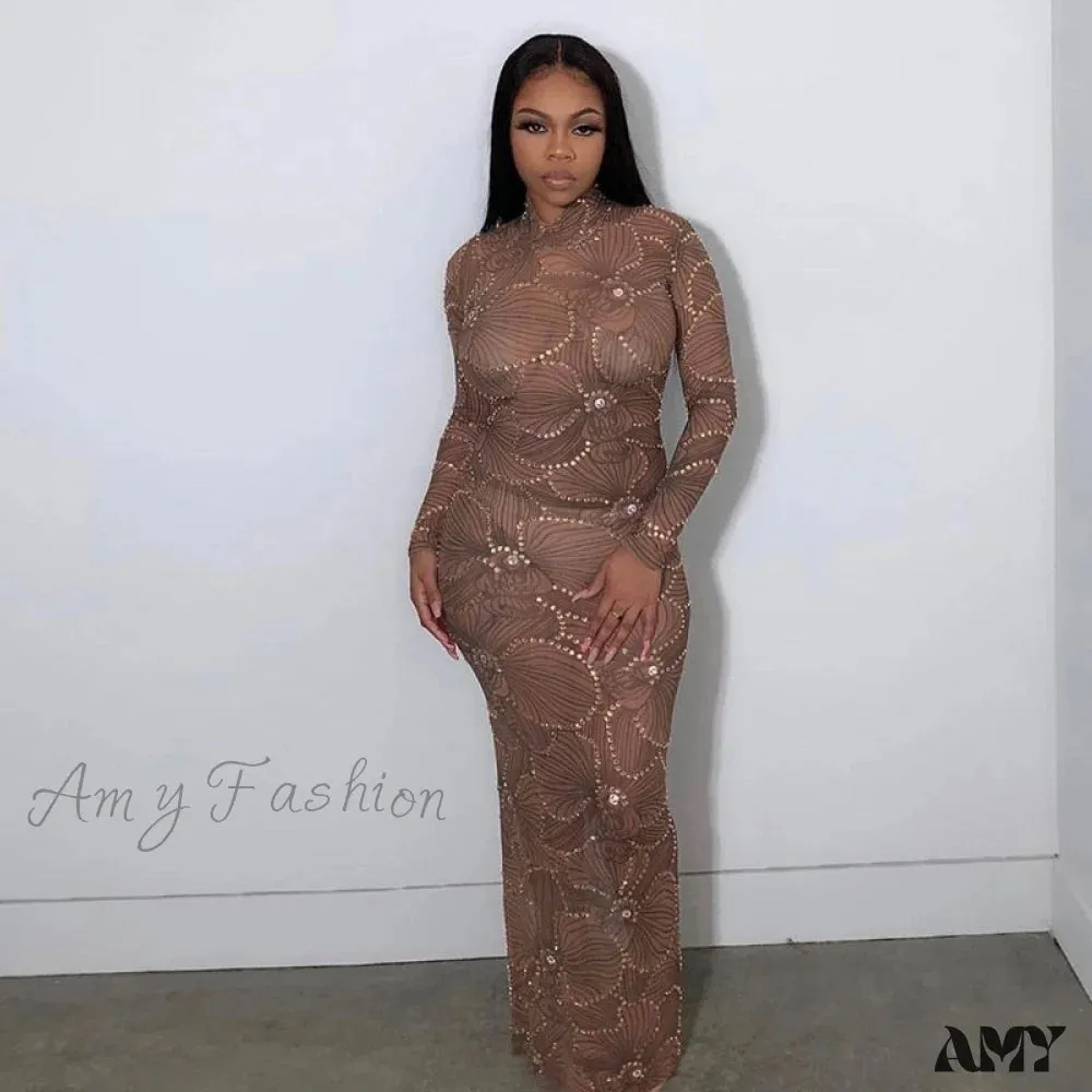 Amy Fashion - Club Bodycon See Through Long Dress