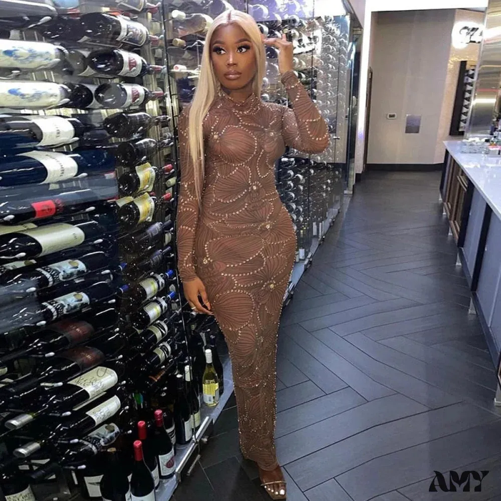Amy Fashion - Club Bodycon See Through Long Dress