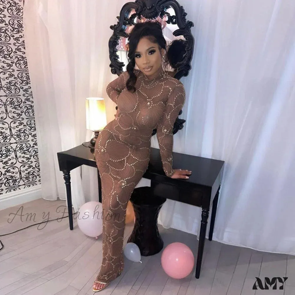 Amy Fashion - Club Bodycon See Through Long Dress