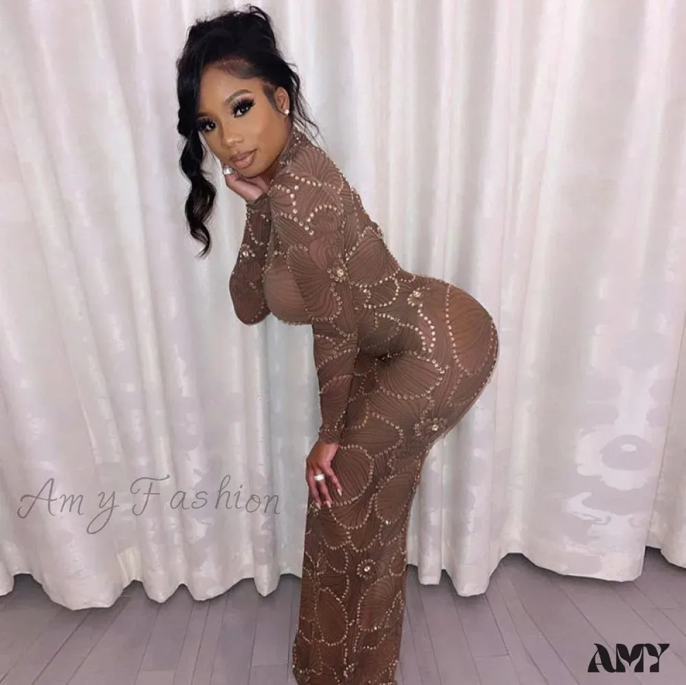 Amy Fashion - Club Bodycon See Through Long Dress