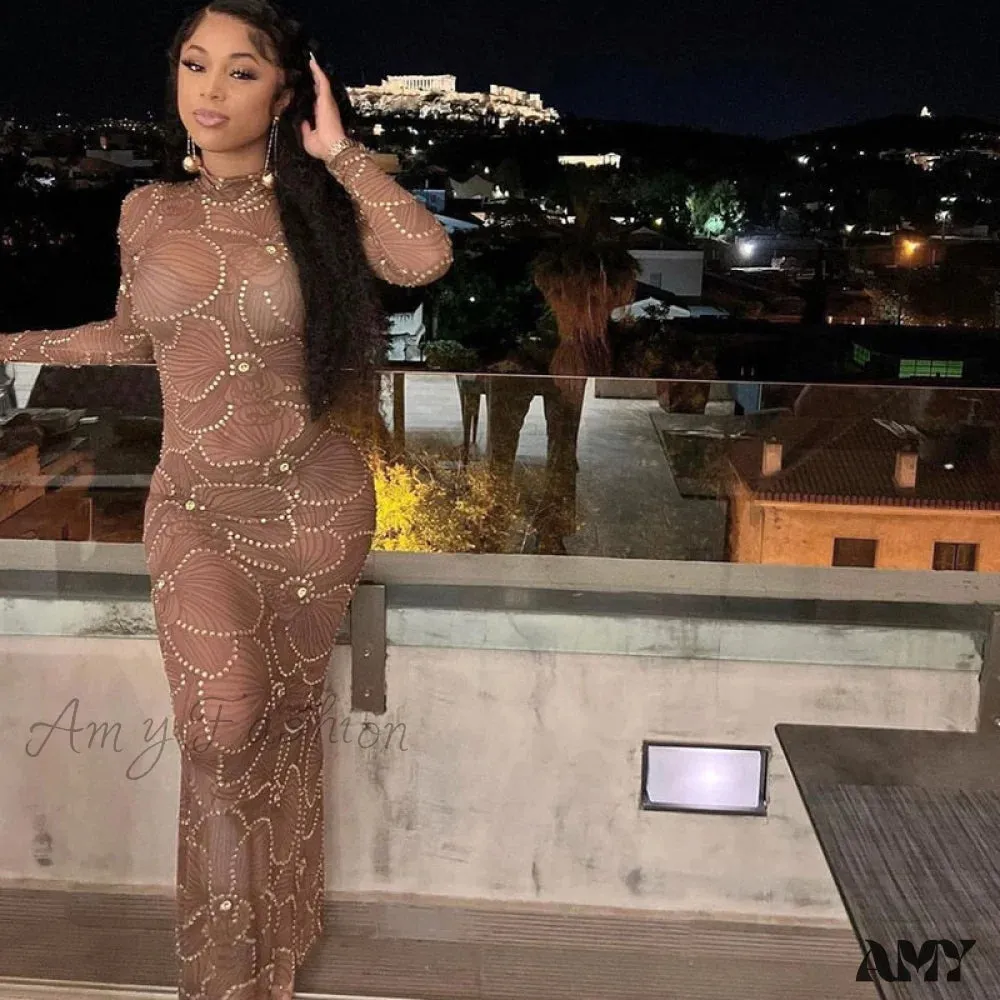 Amy Fashion - Club Bodycon See Through Long Dress