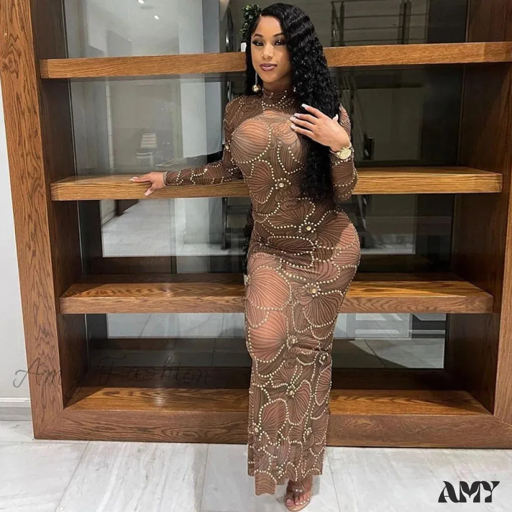 Amy Fashion - Club Bodycon See Through Long Dress