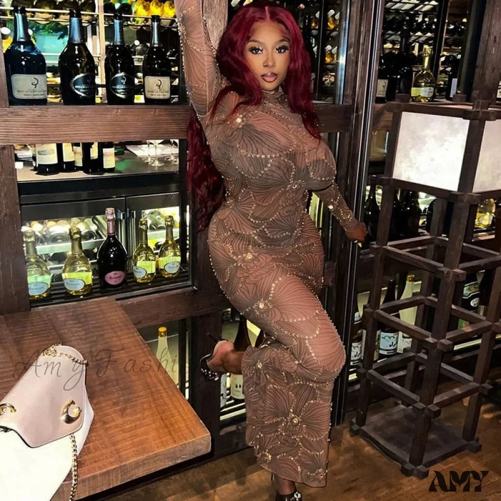 Amy Fashion - Club Bodycon See Through Long Dress