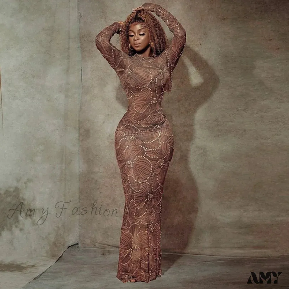 Amy Fashion - Club Bodycon See Through Long Dress