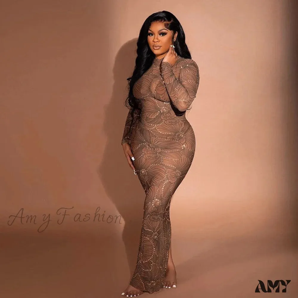 Amy Fashion - Club Bodycon See Through Long Dress