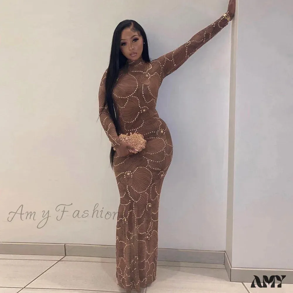 Amy Fashion - Club Bodycon See Through Long Dress