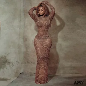 Amy Fashion - Club Bodycon See Through Long Dress