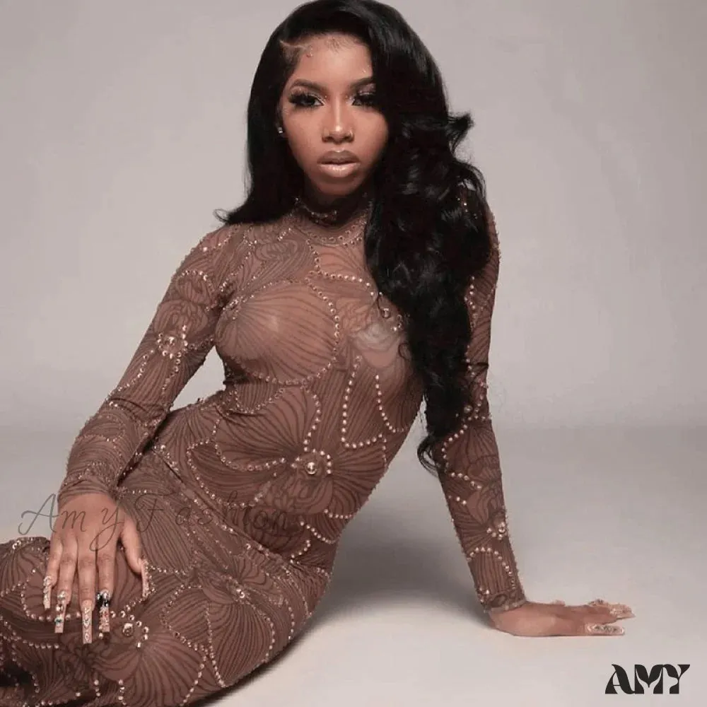 Amy Fashion - Club Bodycon See Through Long Dress
