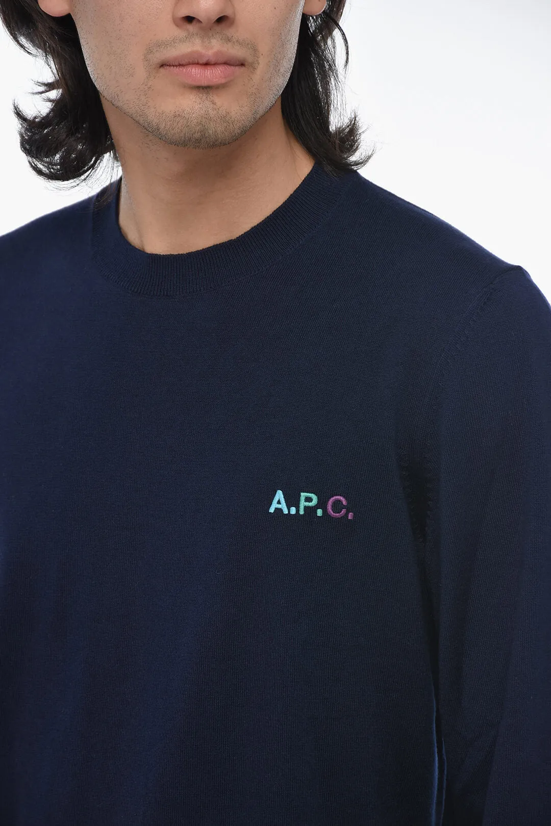 A.P.C. Cotton Crewneck Pullover With Embroidered Logo