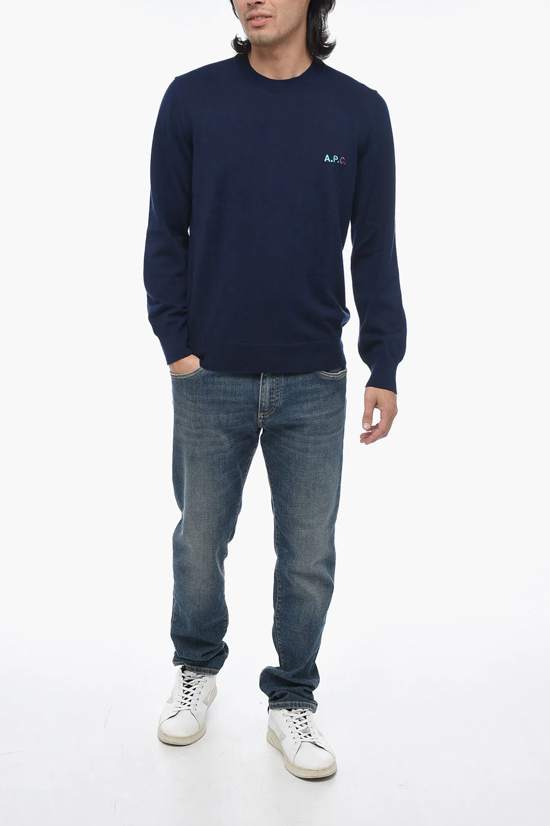A.P.C. Cotton Crewneck Pullover With Embroidered Logo