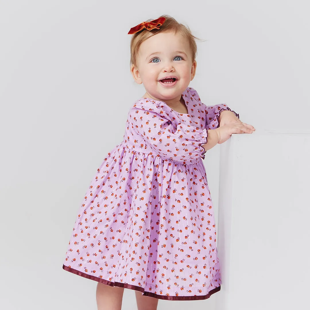 Baby Girls Amma Dress Set - Lavender Tiny Roses