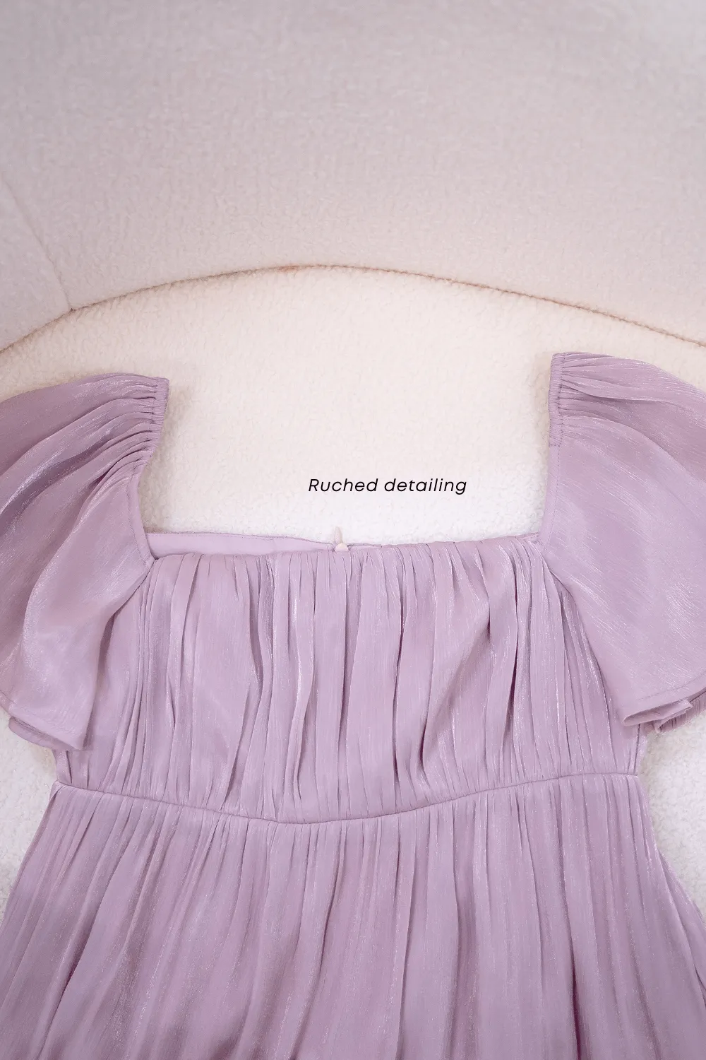 BELLE FLUTTERS SHIMMERY MIDAXI IN CREAMY WHITE