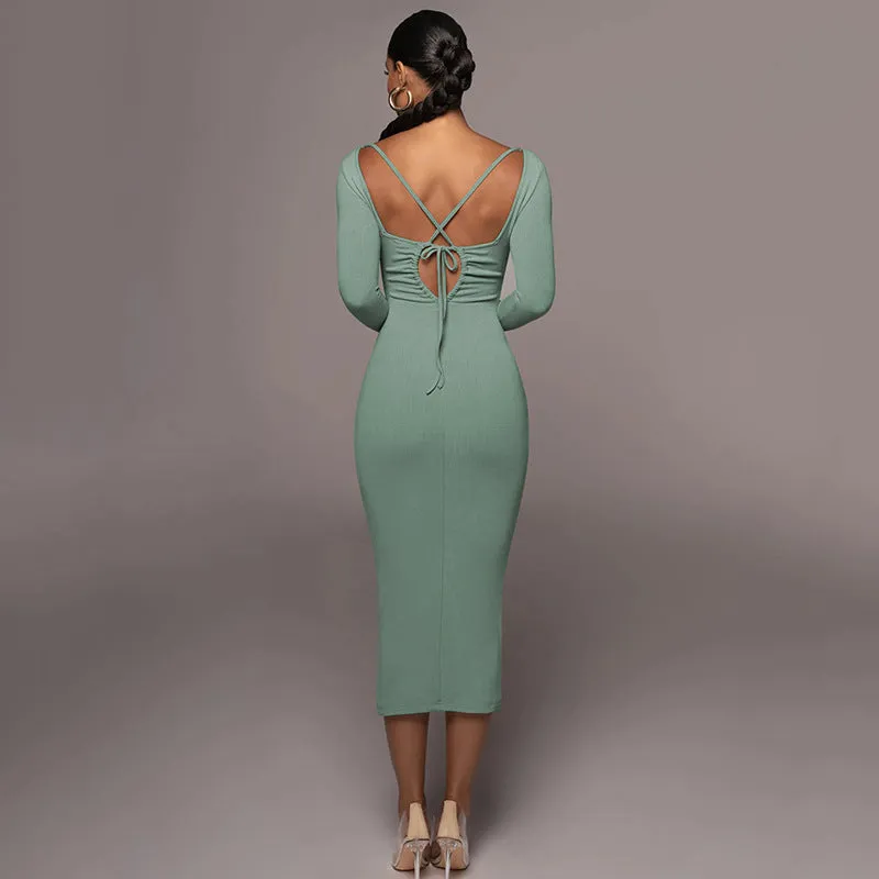 BerriesJam - Sexy Bandage Hollow Out Bodycon Long Sleeve Dress