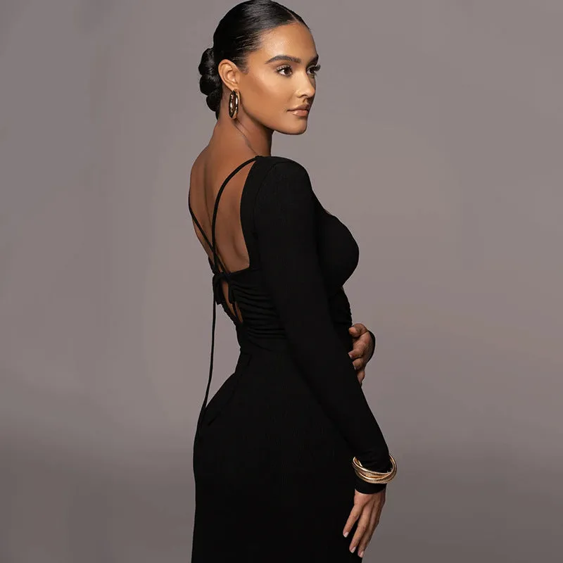 BerriesJam - Sexy Bandage Hollow Out Bodycon Long Sleeve Dress