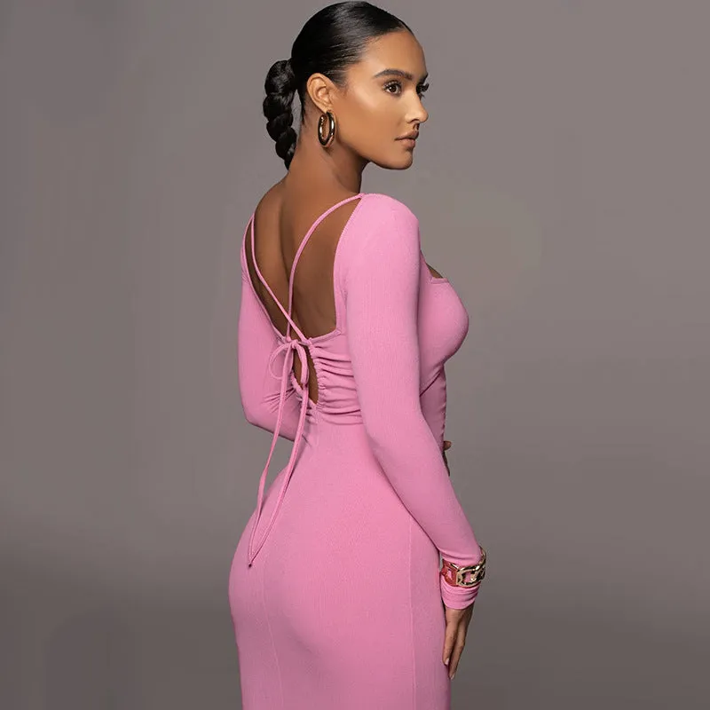 BerriesJam - Sexy Bandage Hollow Out Bodycon Long Sleeve Dress
