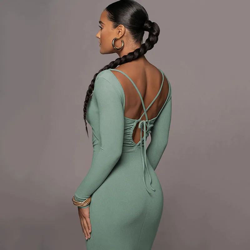 BerriesJam - Sexy Bandage Hollow Out Bodycon Long Sleeve Dress