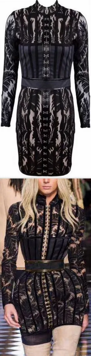 Black Corset Lace Stretchy Bodycon Mini Dress