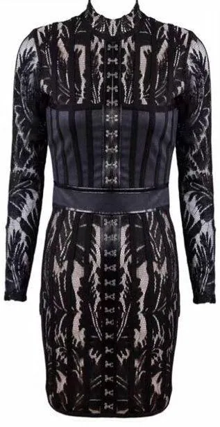 Black Corset Lace Stretchy Bodycon Mini Dress