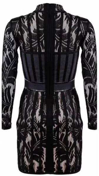 Black Corset Lace Stretchy Bodycon Mini Dress