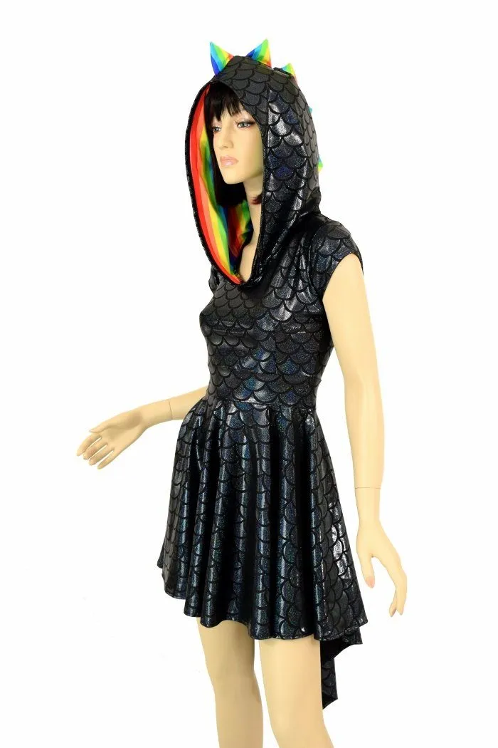 Black Dragon Hoodie Skater Dress