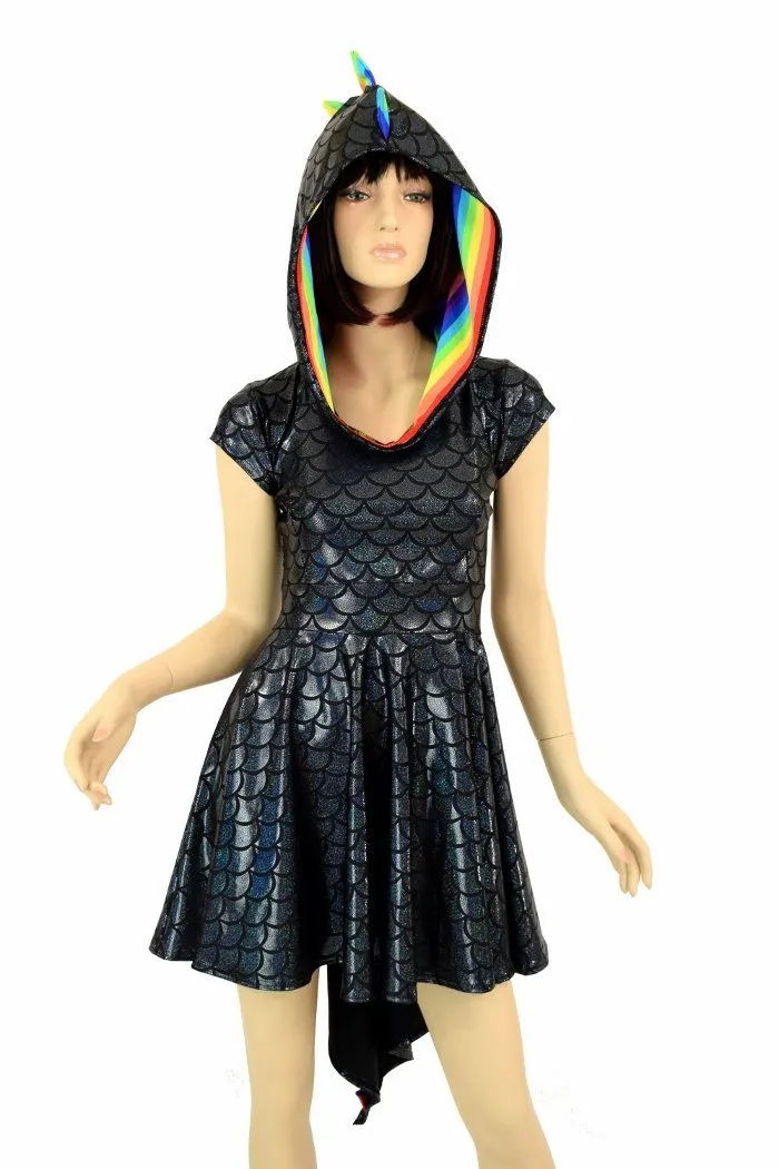 Black Dragon Hoodie Skater Dress