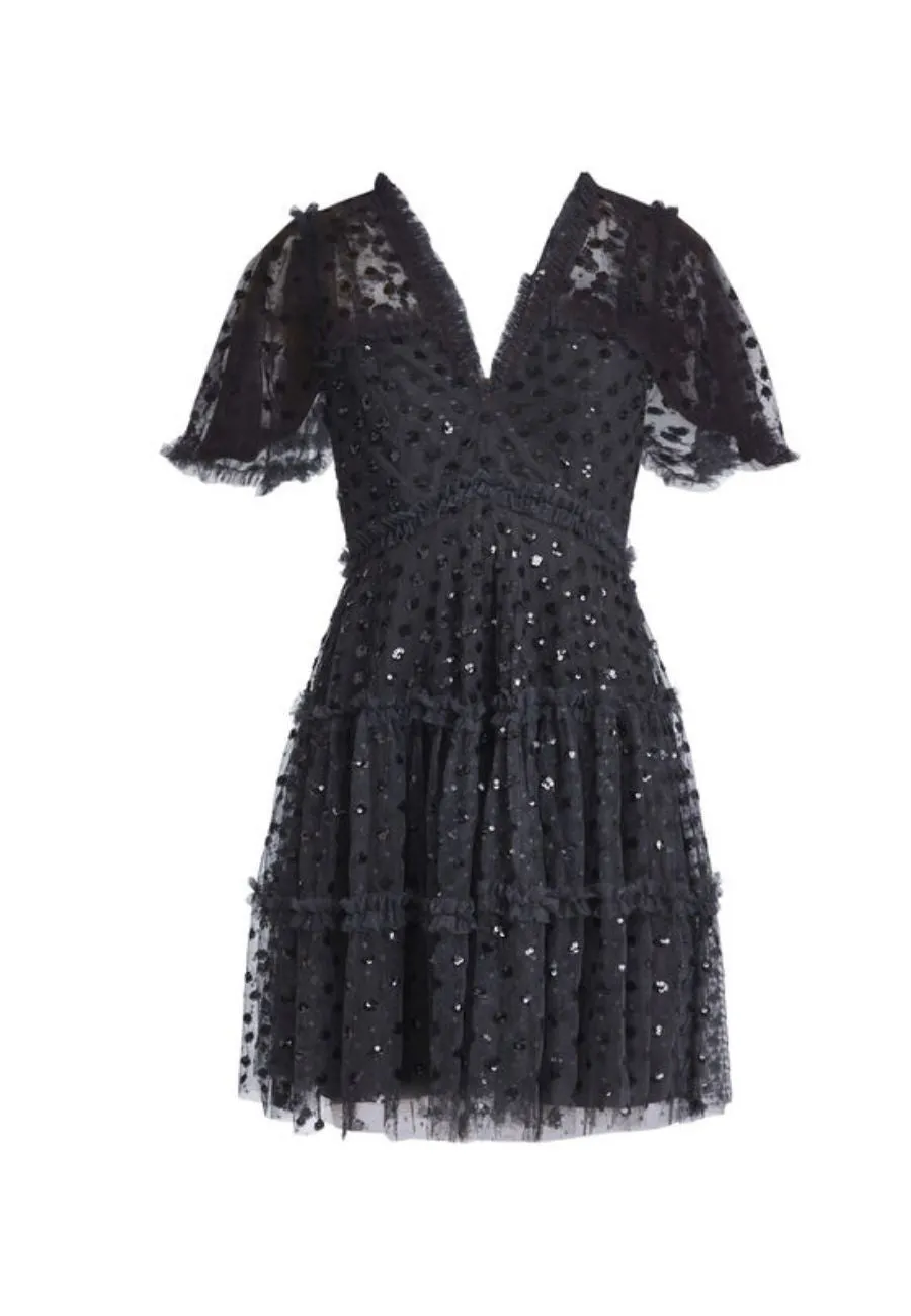Black Thea Embellished Mini Dress