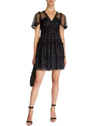 Black Thea Embellished Mini Dress