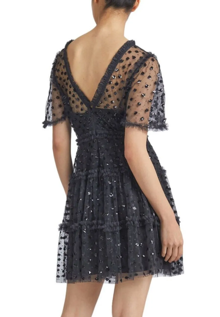 Black Thea Embellished Mini Dress