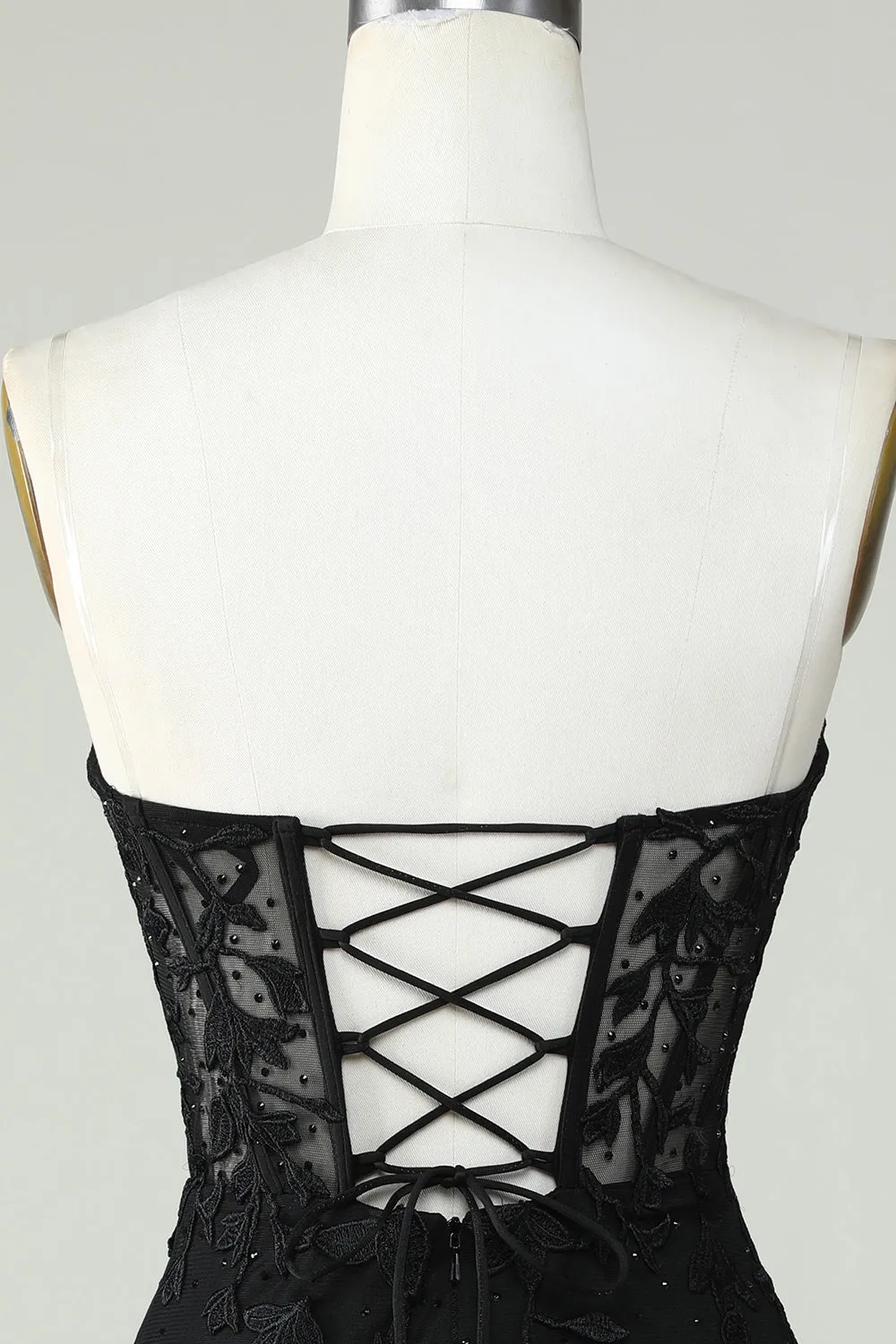 Bodycon Black Sweetheart Corset Short Homecoming Dress with Appliques