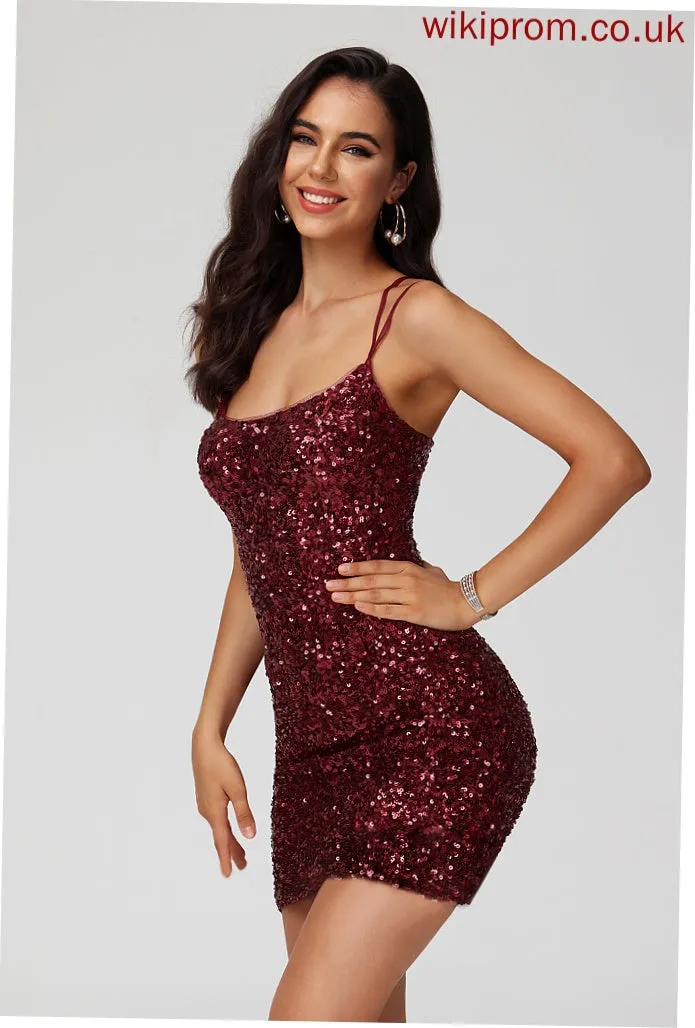 Bodycon Short/Mini Amara Scoop Club Dresses Neck Dress With Homecoming Sequined Sequins