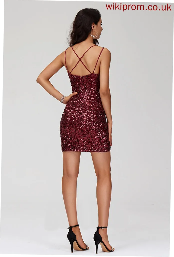 Bodycon Short/Mini Amara Scoop Club Dresses Neck Dress With Homecoming Sequined Sequins