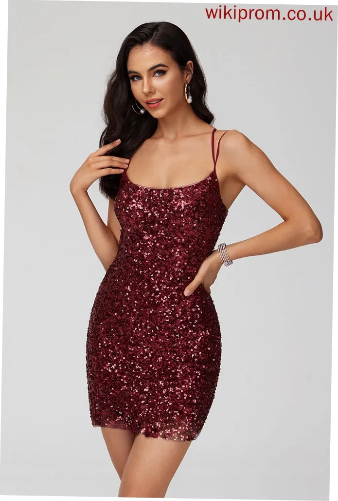 Bodycon Short/Mini Amara Scoop Club Dresses Neck Dress With Homecoming Sequined Sequins