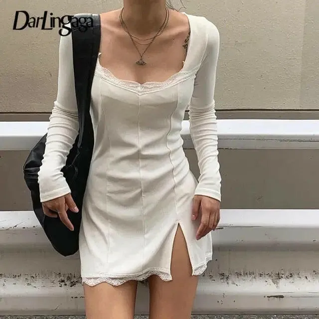 Brooklyn Long Sleeve Lace Detail Party Dress