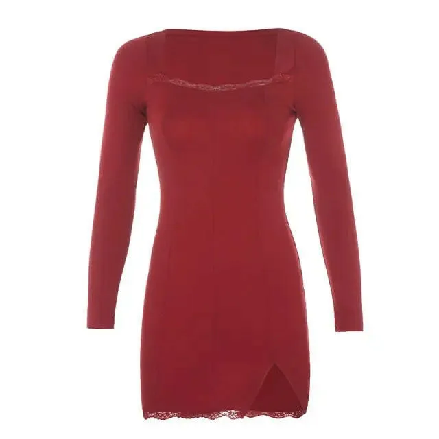 Brooklyn Long Sleeve Lace Detail Party Dress
