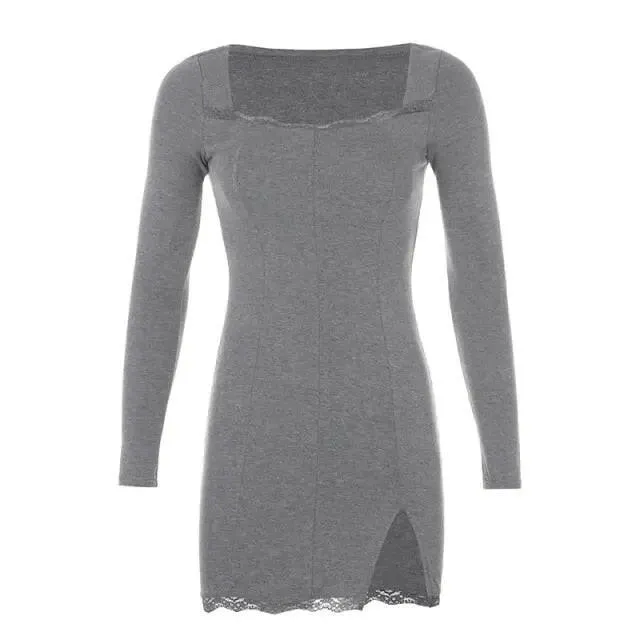 Brooklyn Long Sleeve Lace Detail Party Dress