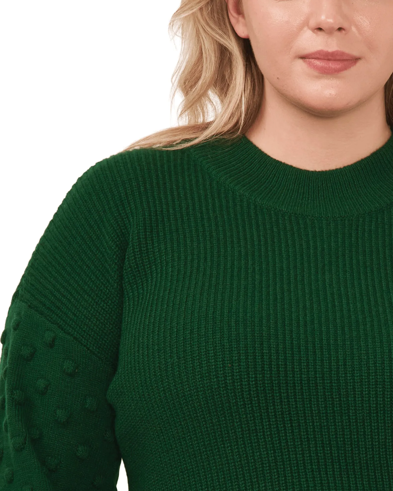 Carrie Bobble Sleeve Sweater | Alpine Green
