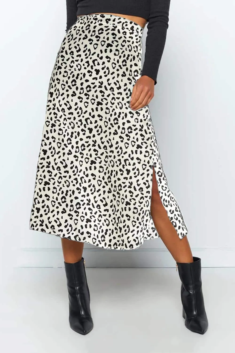 Casual Chiffon Leopard Print Split Long Skirts